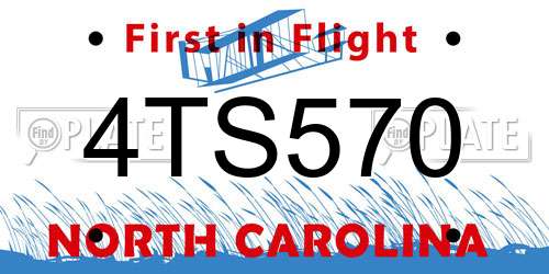 4TS570 North Carolina License Plate