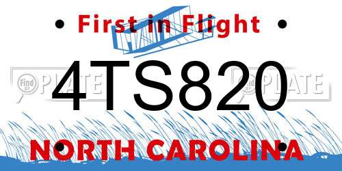 4TS820 North Carolina License Plate