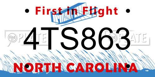 4TS863 North Carolina License Plate