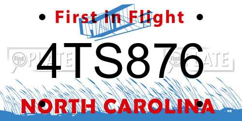 4TS876 North Carolina License Plate