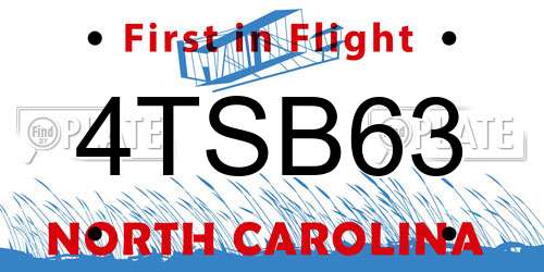 4TSB63 North Carolina License Plate