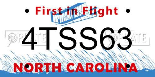4TSS63 North Carolina License Plate