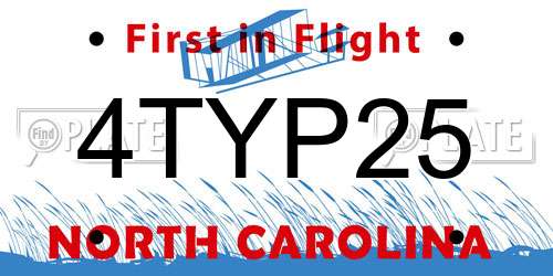 4TYP25 North Carolina License Plate