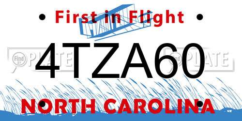 4TZA60 North Carolina License Plate
