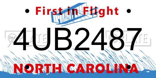 4UB2487 North Carolina License Plate