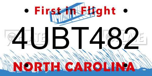 4UBT482 North Carolina License Plate