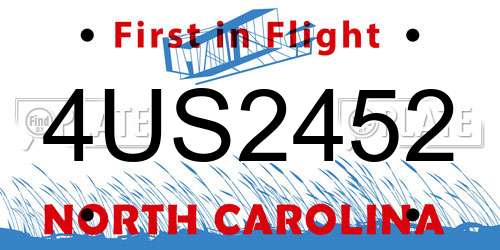 4US2452 North Carolina License Plate