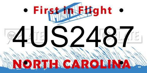 4US2487 North Carolina License Plate