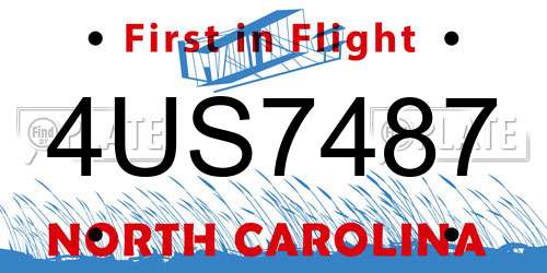 4US7487 North Carolina License Plate