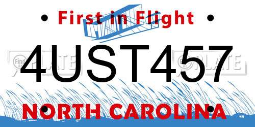 4UST457 North Carolina License Plate