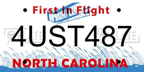 4UST487 North Carolina License Plate