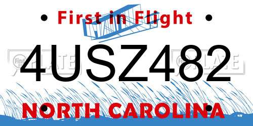 4USZ482 North Carolina License Plate