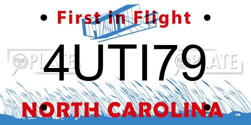 4UTI79 North Carolina License Plate