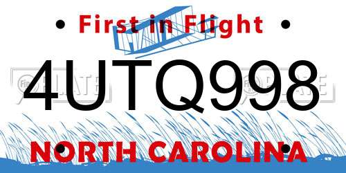 4UTQ998 North Carolina License Plate