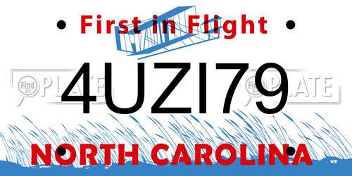4UZI79 North Carolina License Plate