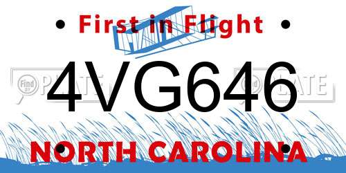 4VG646 North Carolina License Plate