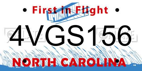 4VGS156 North Carolina License Plate