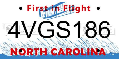 4VGS186 North Carolina License Plate