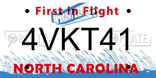 4VKT41 North Carolina License Plate