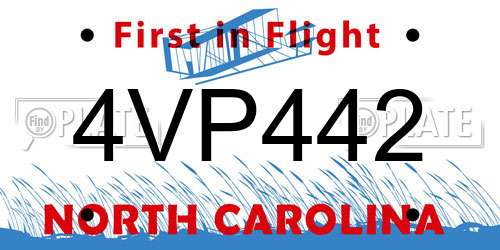 4VP442 North Carolina License Plate