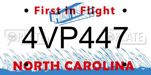 4VP447 North Carolina License Plate