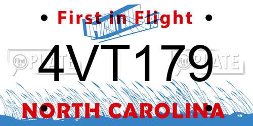 4VT179 North Carolina License Plate