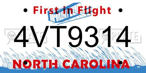 4VT9314 North Carolina License Plate