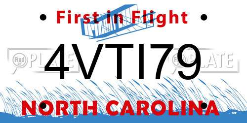 4VTI79 North Carolina License Plate