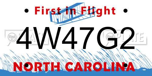 4W47G2 North Carolina License Plate