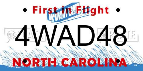 4WAD48 North Carolina License Plate
