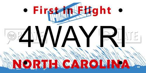 4WAYRI North Carolina License Plate