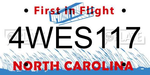 4WES117 North Carolina License Plate