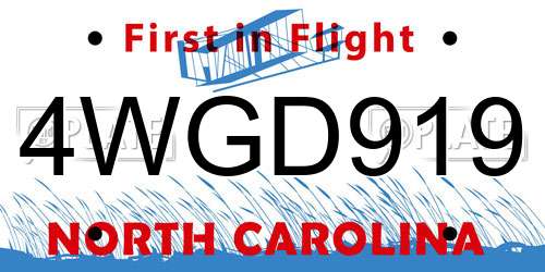 4WGD919 North Carolina License Plate