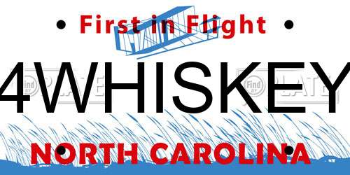 4WHISKEY North Carolina License Plate