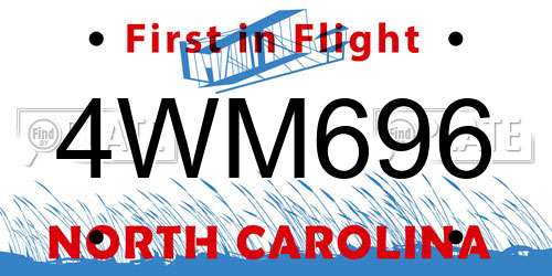 4WM696 North Carolina License Plate