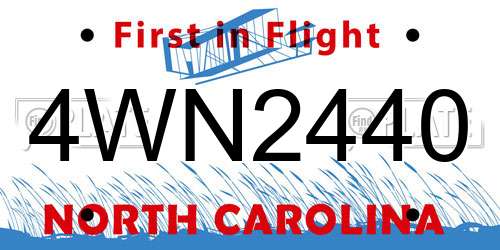 4WN2440 North Carolina License Plate