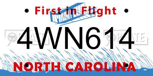 4WN614 North Carolina License Plate