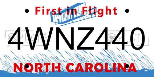 4WNZ440 North Carolina License Plate