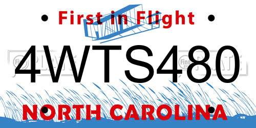 4WTS480 North Carolina License Plate