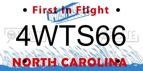4WTS66 North Carolina License Plate