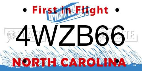 4WZB66 North Carolina License Plate