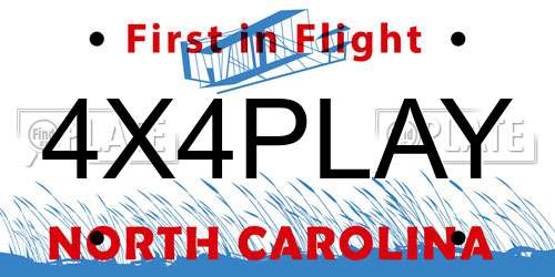 4X4PLAY North Carolina License Plate