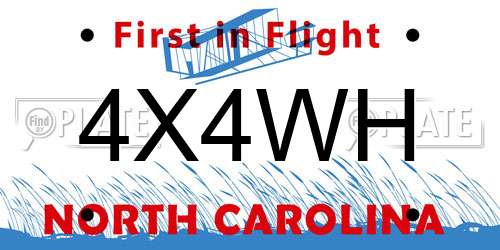4X4WH North Carolina License Plate