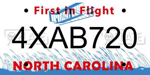 4XAB720 North Carolina License Plate