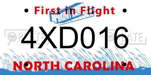 4XD016 North Carolina License Plate