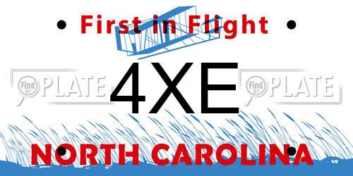 4XE North Carolina License Plate