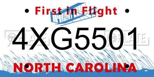 4XG5501 North Carolina License Plate