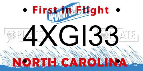 4XGI33 North Carolina License Plate