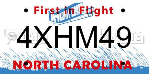 4XHM49 North Carolina License Plate