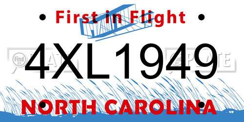 4XL1949 North Carolina License Plate